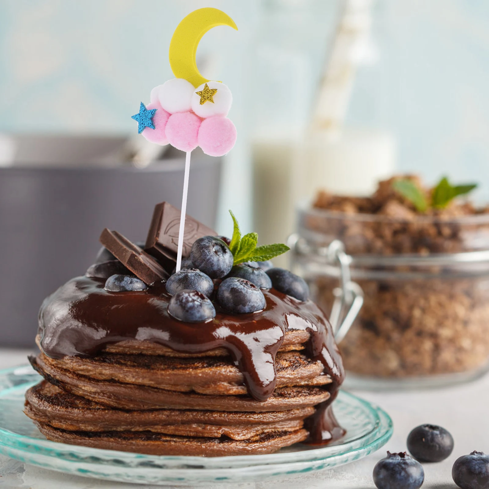 

10Pcs Moon Cake Toppers Adjustable Length Sticks for Easy Insertion Into Cakes and Desserts Cake Pick Cupcake Topper