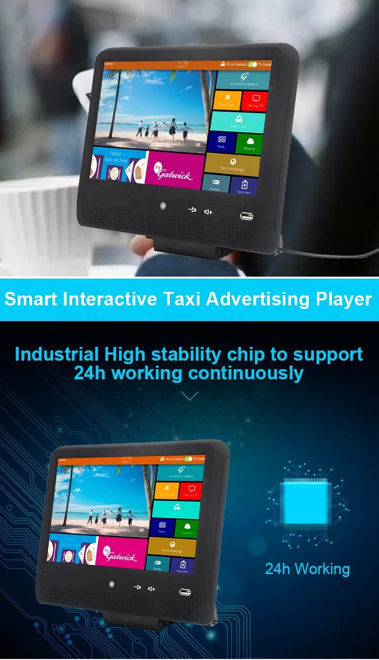 Pabrik Shenzhen 10.1 inci taksi iklan Android Lcd Player Headrest Digital Video Player taksi layar dengan BT/MP4/MP5