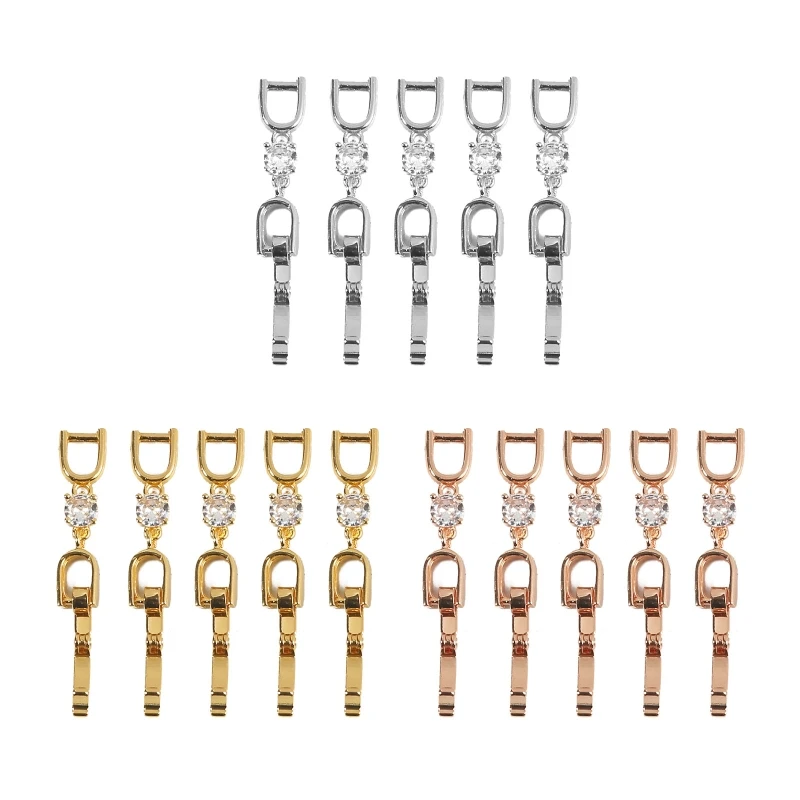 

P9FE 5Pcs/set Necklace Bracelet Extension Clasps Chains with Crystal for Rhinestone Closures Extender Chains Connectors for W