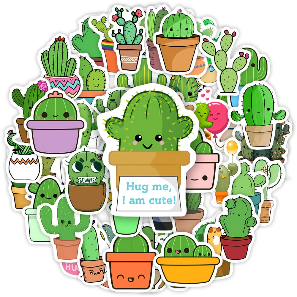 Cute Cartoon Cactus Stickers Funny Plant DIY Toy Gift Graffiti Decal for Phone Laptop Bottles Scrapbook Kids Waterproof Stickers