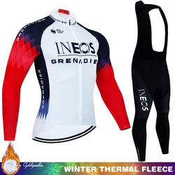 Winter Thermal Fleece Cycling Clothing Clothes Men's Blouse Jersey 2024 INEOS Ciclismo Hombre Man Long Sleeve Bib Sports Kit Set