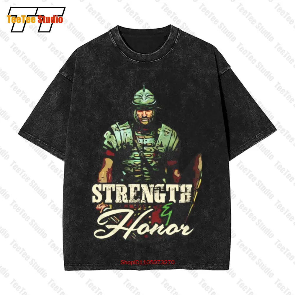 

Винтажная футболка большого размера с цитатой «Риманский легионер» Strength Honor B05B