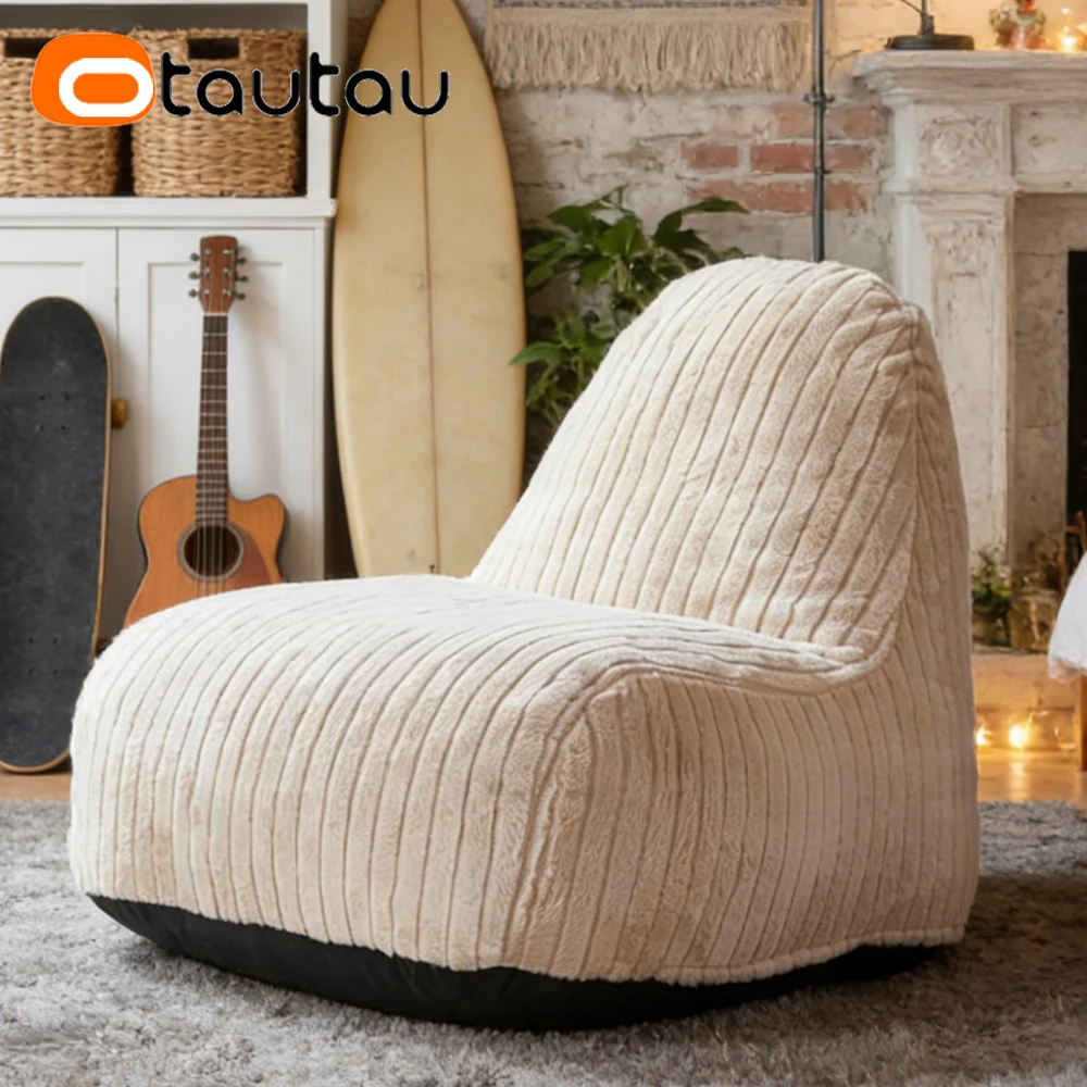 

OTAUTAU Soft Faux Bunny Fur Bean Bag Cover Lounger Pouf Winter Christmas SF468【No Filler!Need Buy Filler By Yourself!】