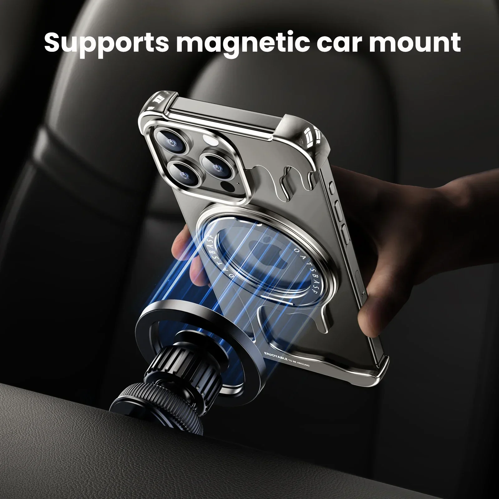 Eary Frameless for iPhone 16/15/14/13 Pro Max Case with Magsafe 360°Rotation Finger Ring Holder  Bumper Protective Cover Shells