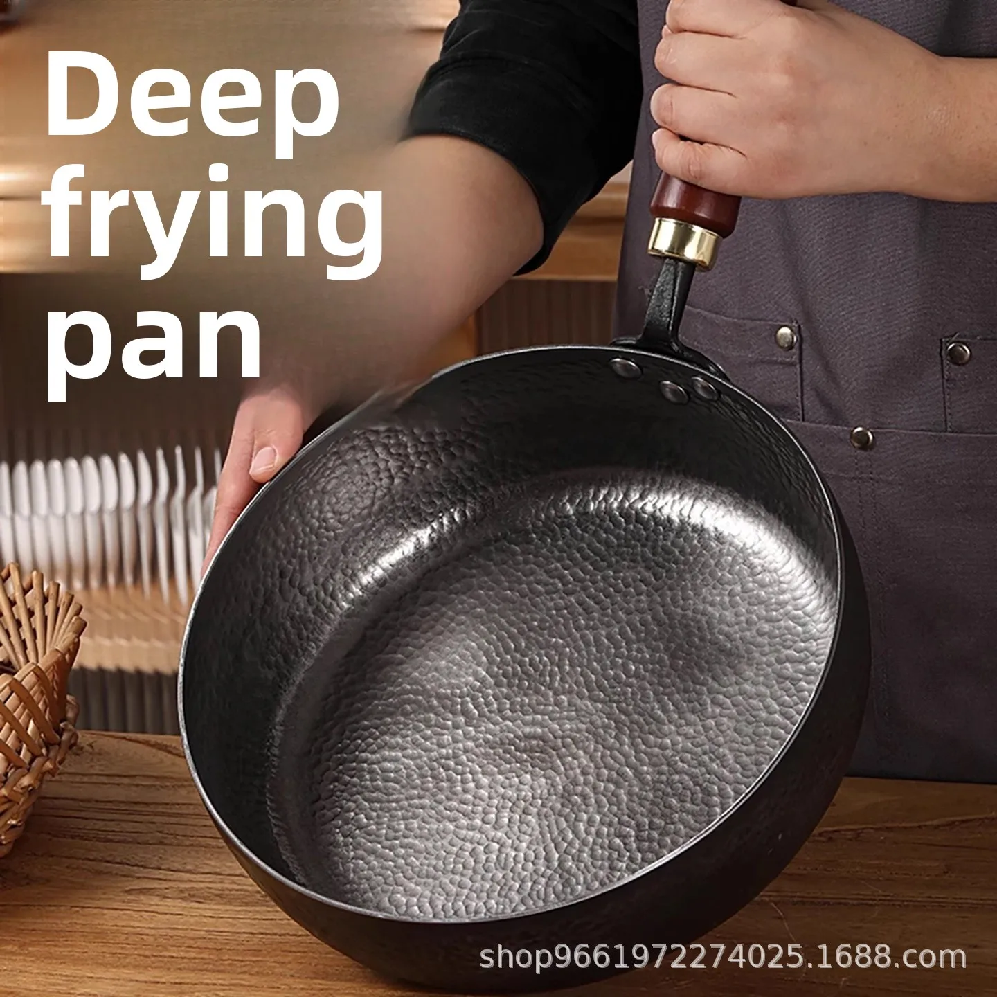 Handmade iron pan uncoated flat bottom non-stick steak deepening frying pan small pancake wok omelette complementary food pan