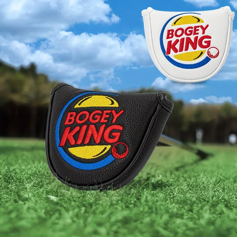 BOGEY KING Logo Golf Putting Head Cover, Available in White/Black, Putting Golf Accessories, Magnetic Closure, Stylish, Durable