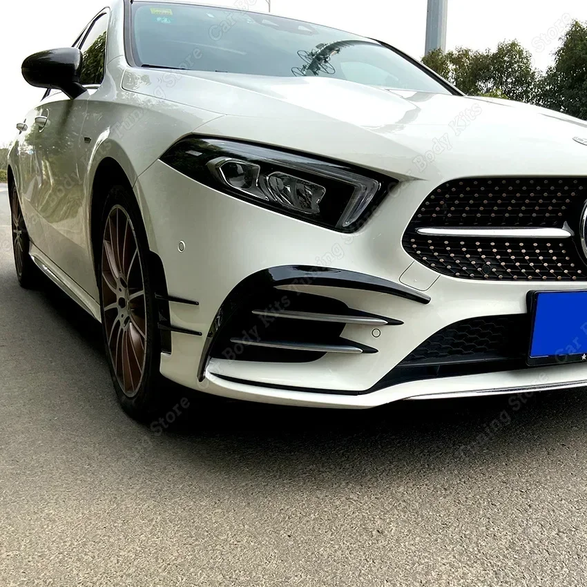For Mercedes A Class W177 Front Bumper Spoiler Splitter Air Vent Fog Lamp Grille Trim A180 A200 A220 A35 AMG 2019-2022 Tuning