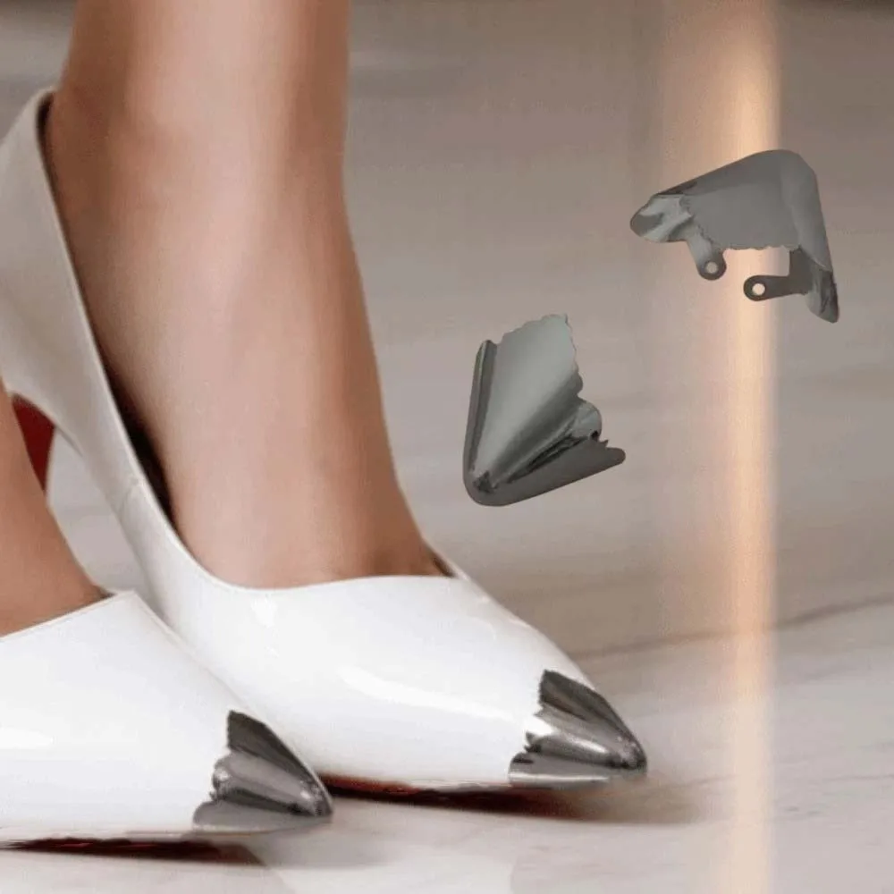 3 Pair Alloy Metal High Heels Tip Covers Pointed Shape Scratch Resistant Pointed Toe Caps Electroplated Finish Universal Size