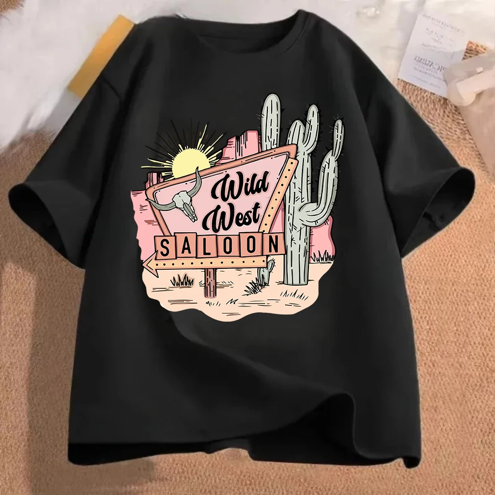 Women'S Fashion Wild West - Wild West Saloon Grafik-T-Shirt, Unisex, Kaktus-Wüsten-Print,