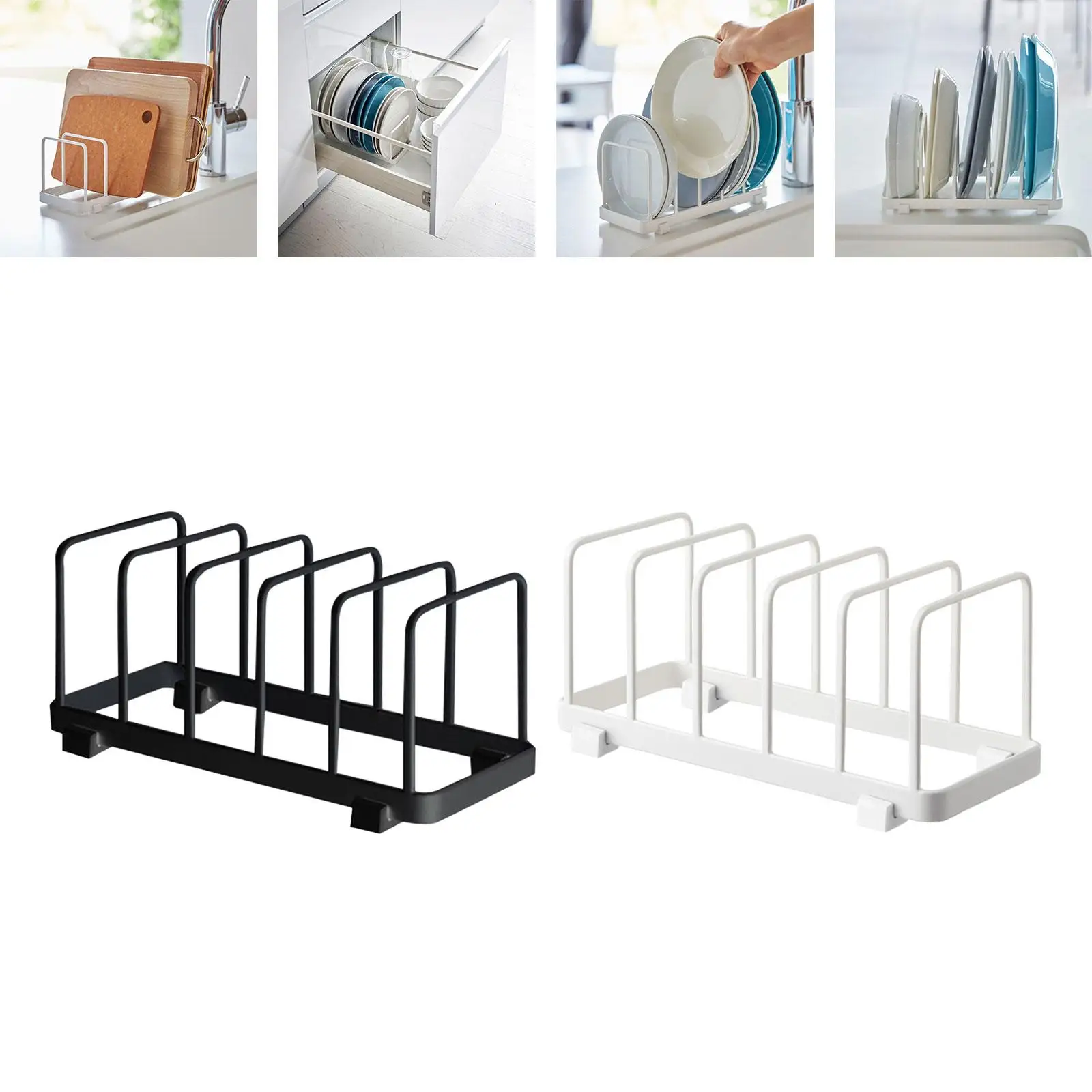 

Dish Storage Rack Plate Organizer 5 Grids Kitchen Storage Rack Tools Dish Drying Rack Storage Holder for Dining Room Kitchen