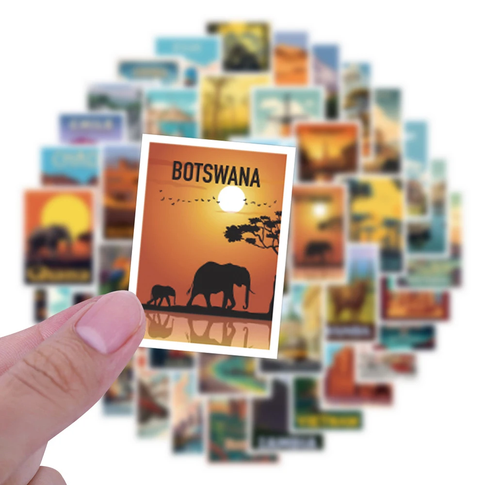 10/30/68pcs World Travel Famous City Stickers Landscape Scenery Cartoon Sticker DIY Scrapbooking Phone Laptop Decals Decoration