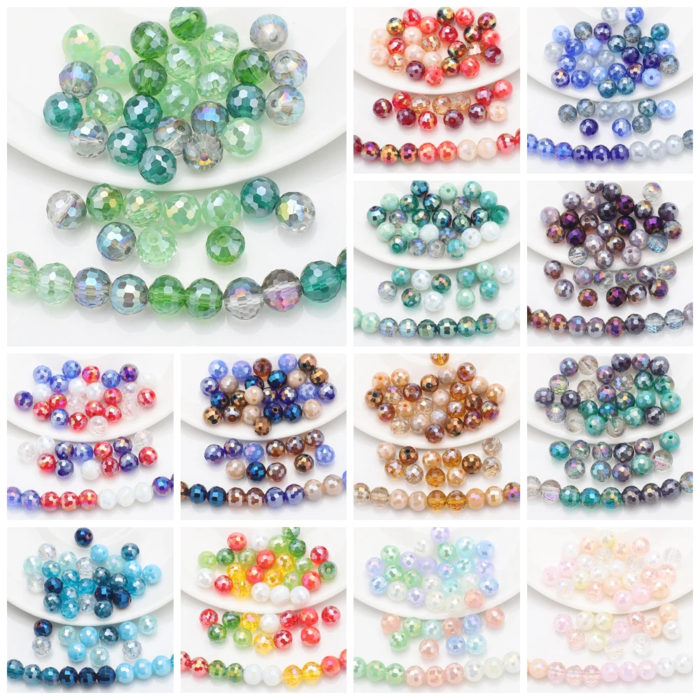 36 قطعة/الوحدة 8 مللي متر مختلط اللون كريستال الجولة AB خزر عازل الزجاج فضفاض الخرز اليدوية صنع النساء المجوهرات سوار ذاتي الصنع إكسسوارات #6