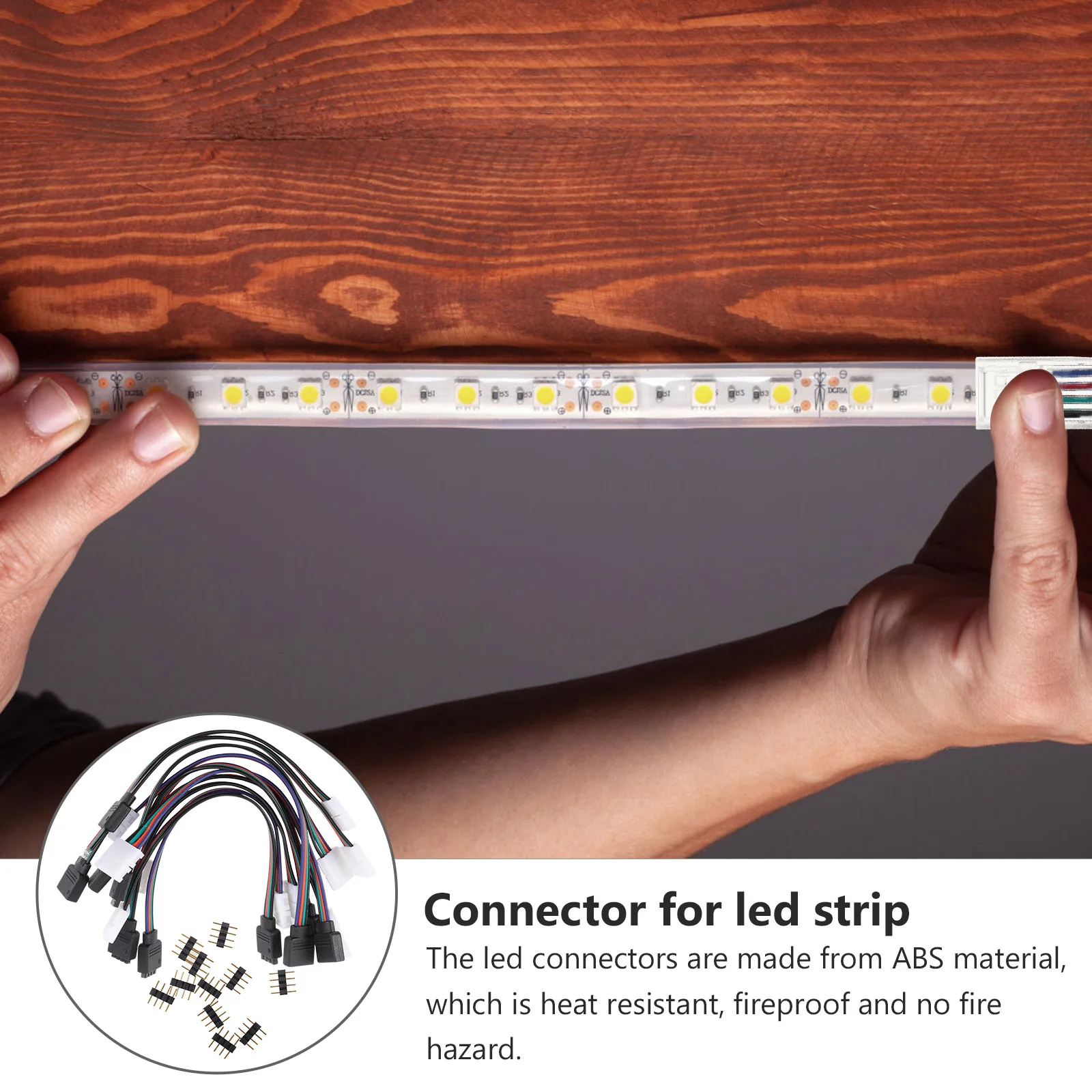 

10pcs Led Strip Connectors 4 Pin Solderless Rgb Connector Kit For Led Light Strips Fireproof Controller Adapter