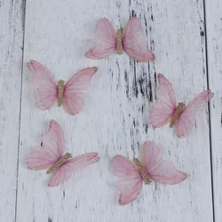Double Layer Organza Ethereal Butterfly Glitter Beautiful DIY Craft Supplies Jewelry Earrings Making Wedding Accessories,2pcs