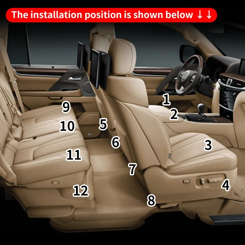 For Lexus LX570 450d 2008-2023  Interior upgraded Accessories Seat Track Protective Cover Seat Guide Rail Front and Rear Covers