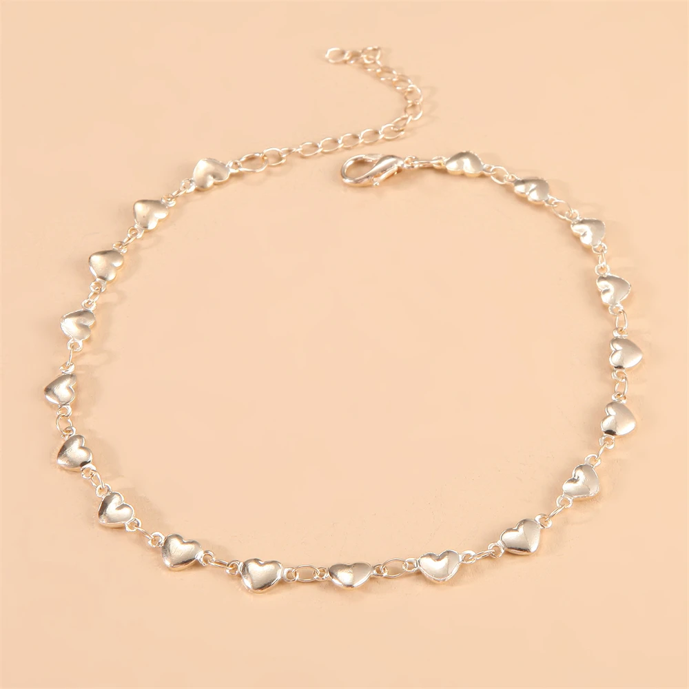 European And American Fashion Peach Heart Anklet Alloy Heart-shaped Anklet Summer Bohemian Style Anklet
