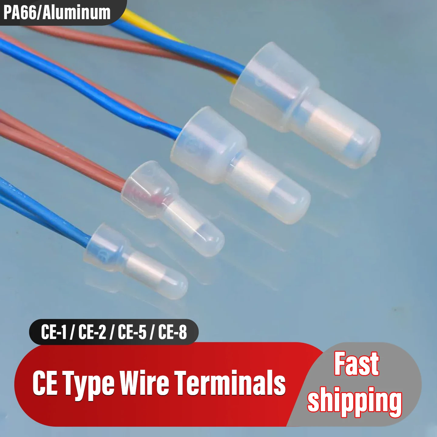 10~1000PC CE Type Wire Terminal CE-1 CE-2 CE-5 CE-8 Audio Cable Crimp Splice Nylon66 Closed End Cap Connector Crimp Splice