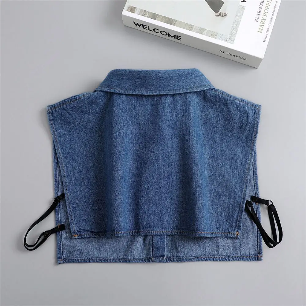 Simple Detachable Denim Fake Collar Sharp Collar Square Collar Adjustable Neckline Black Korean Style False Blouse Collar Women
