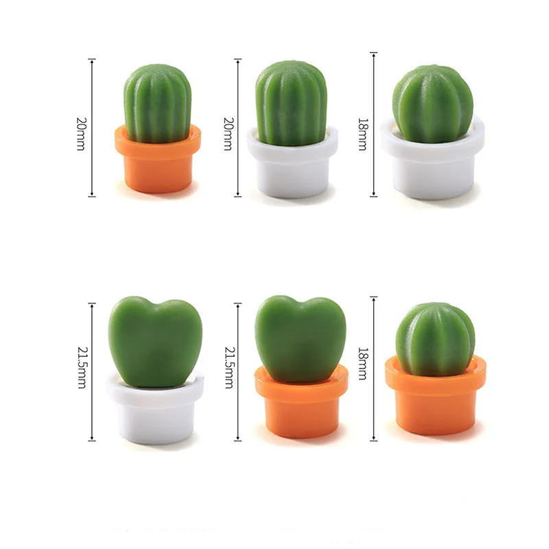 6 pçs/set 3D bonito suculento planta ímã mensagem adesivo para cozinha geladeira ímã botão cacto acessórios de decoração