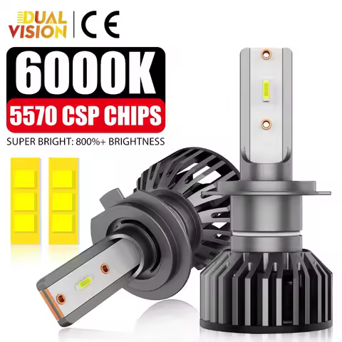 Dualvision H4 H7 H1 LED Headlights 6000K Canbus Decoder H11 H8 H9 HB3 9005 HB4 9006 Car Light 5570 CSP Auto Fog Lamp Copper Tube