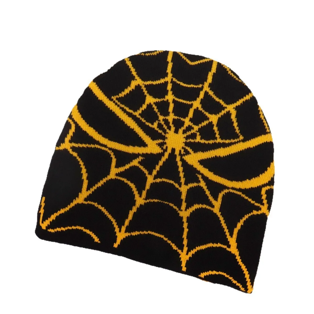 Europe America Personality Trend Beanie Hat Unisex Spider Web Printed Knit Hat Warm Outdoor Pullover Hat Street Fashion Casual