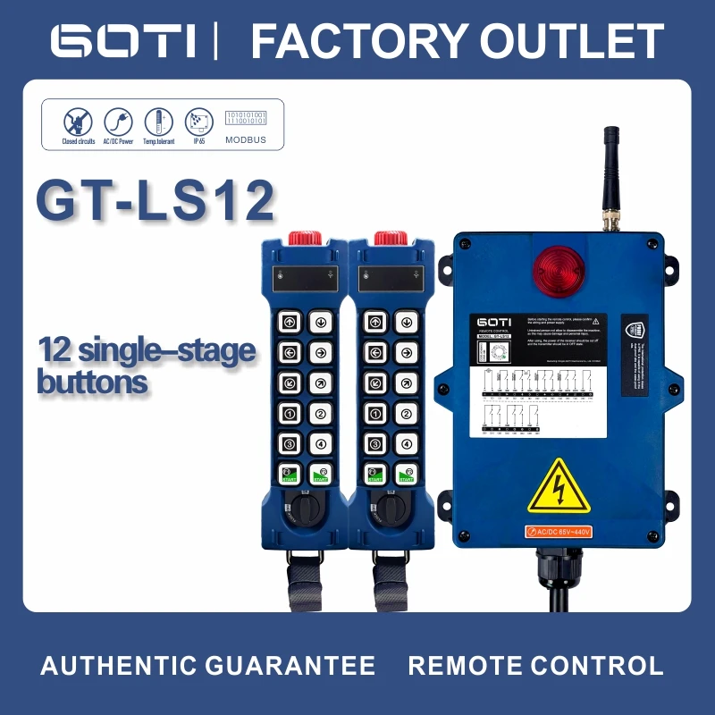 Imagem -02 - Controle Remoto sem Fio Industrial da Grua 12 Canais da Único-velocidade Guindaste Goti 12v 36v 48v 110v 220v 380v 440v ca dc Lsgt12