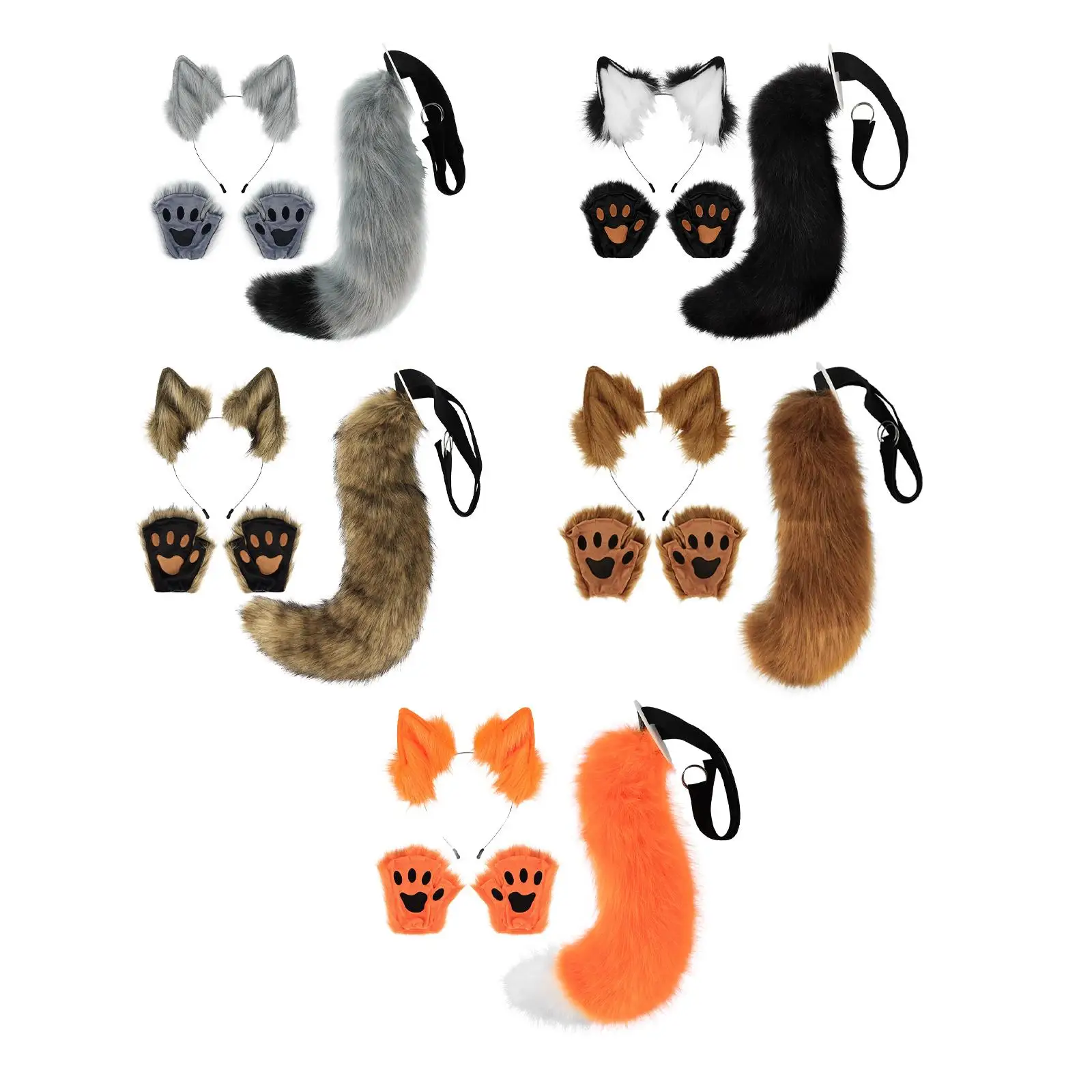 

Ears and tail set by , plush wolf ears, hair clip with gloves, kids plush