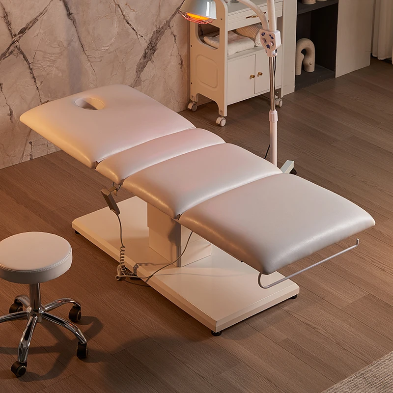 Mesa De Massagem Elétrica De Couro Facial, Mobiliário De Salão, Cama De Beleza Moderna, Spa De Luxo, Base Branca Preta, CE Lash, 3, 4 Motores