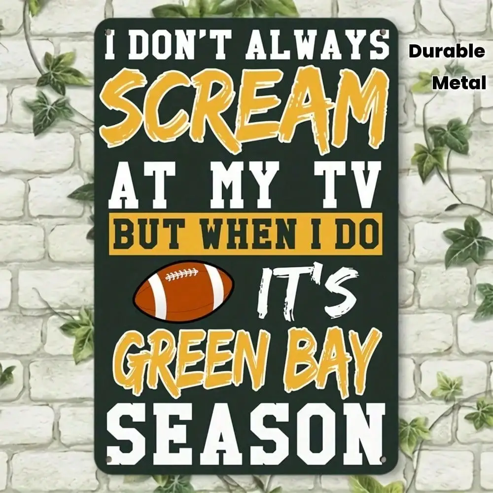 Letrero de metal vintage de Green Bay Packers, decoración rústica de pared para hombre, cueva, bar, hogar