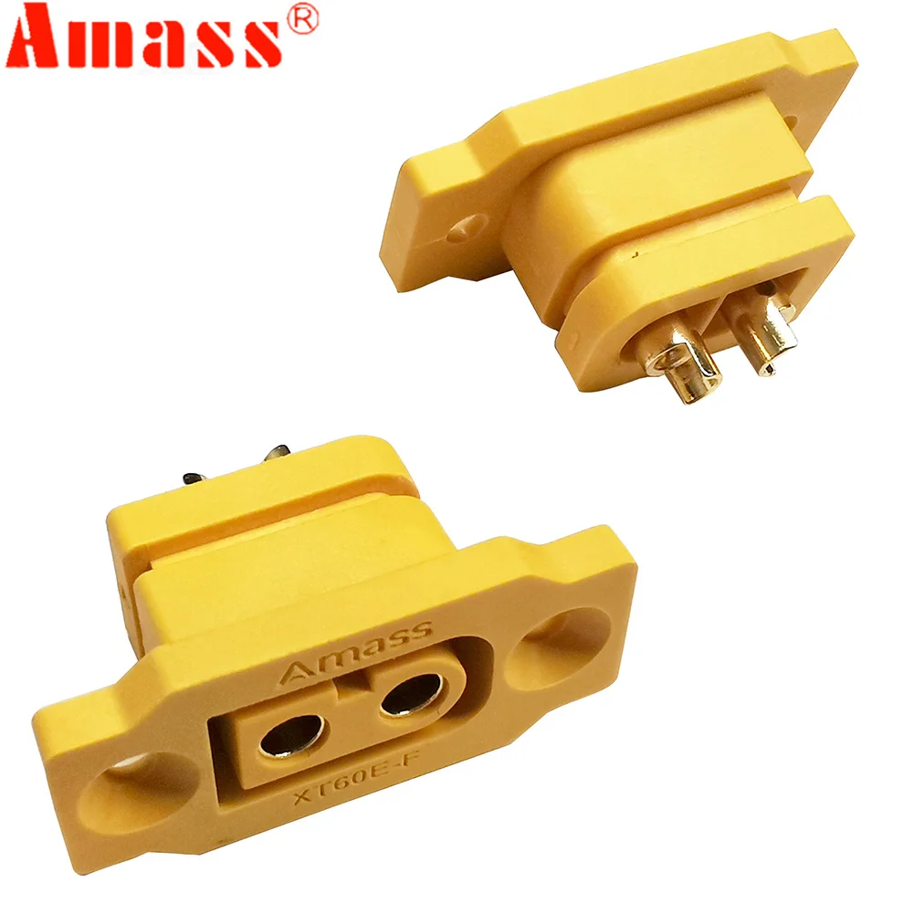 Amass-XT60E-F Ouro ou latão Ni chapeado adaptador de conector de bateria, plugue fêmea, grande corrente, 2 pcs, 5 pcs