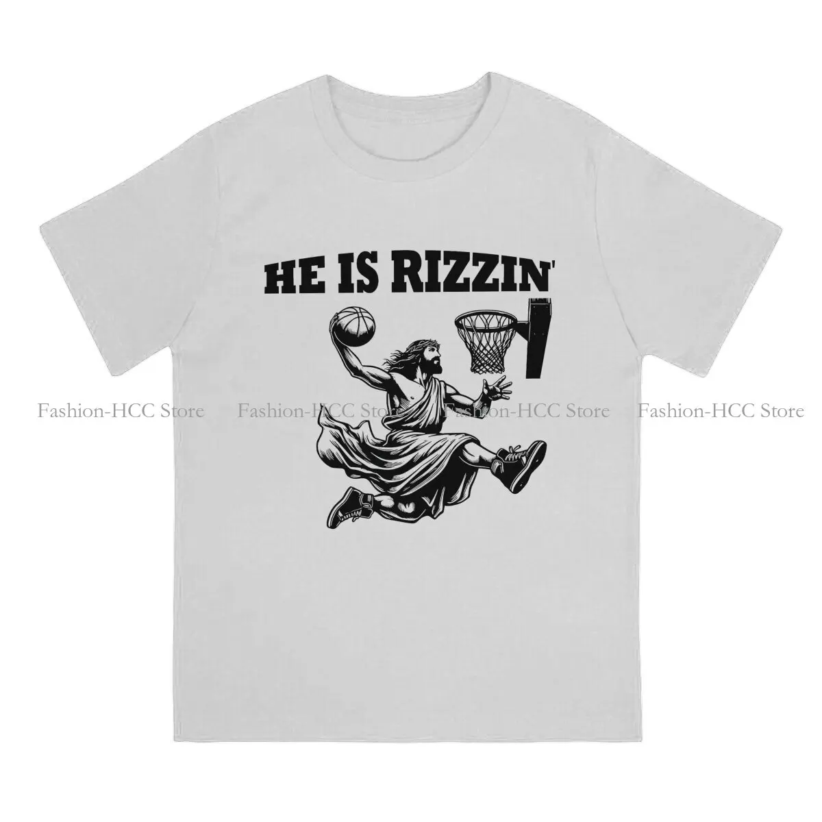 He Is Rizzin Meme Jesus Polyester TShirt for Men   Soft Casual Tee T Shirt Novelty New Design