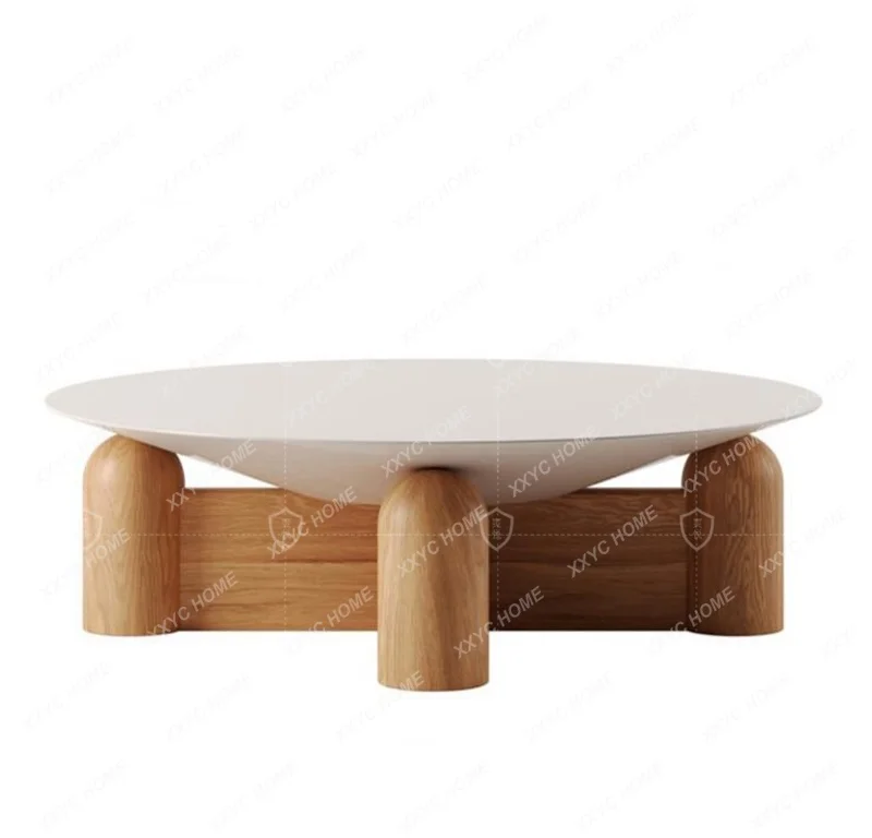 modern simple living room round small apartment coffee table
