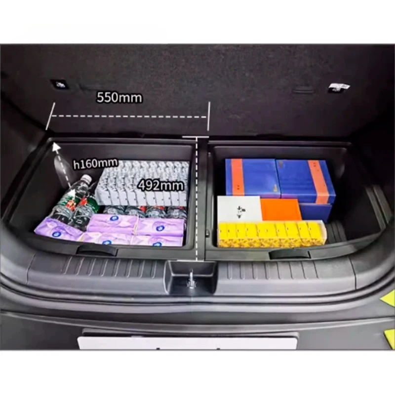 ABS Car Trunk Storage Box For BYD Seagull Dolphin Mini 2024 2025 Durable Interior Stowing Tidying Car Accessories