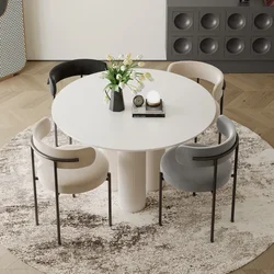 Round  Dining Table Set 4 Chairs Marble Nordic Dining Table Minimalist Luxury Comedor De 4 Silla Set Furniture OK50CZ