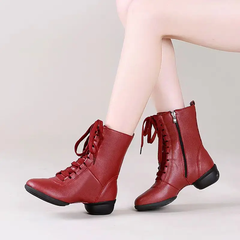 Dance Boots Women\'s Jazz Modern Dance Shoes Soft rubber Bottom Sailor Ladies Square Dancing Shoes Sports Boots Size 34-42