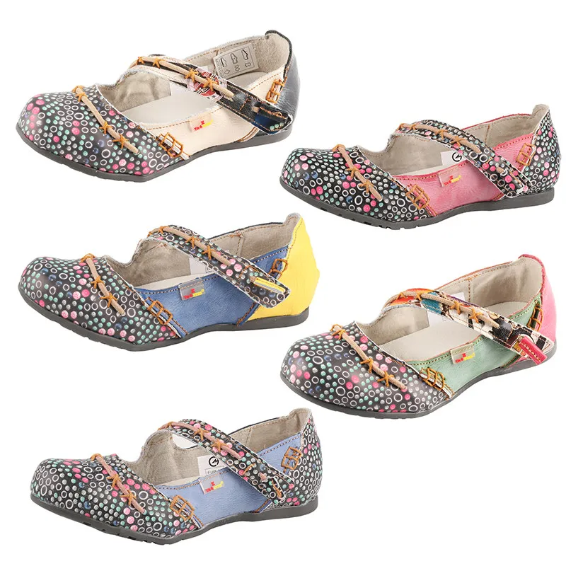 2026 New Y2K Vintage Color‑Block Flat Shoes, Random Print with Buckle Decor, Fashion Casual Streetwear Daily Walking Footwear