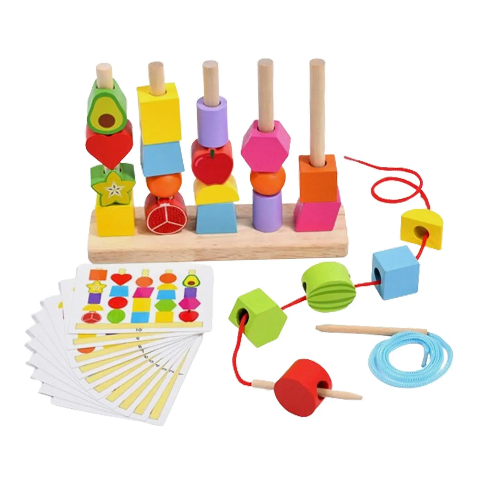 Juego de juguetes educativos Montessori para niños y niñas, juego de cuentas de madera para secuenciación, regalo de cumpleaños preescolar, 2, 3 y 4 años