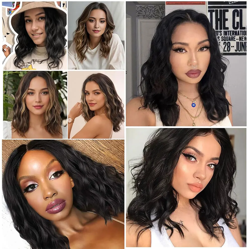 วิกผมบ๊อบหยักหยิกสังเคราะห์สั้นธรรมชาติวิกผมไฟเบอร์ทนความร้อนสําหรับผู้หญิงใช้ทุกวัน