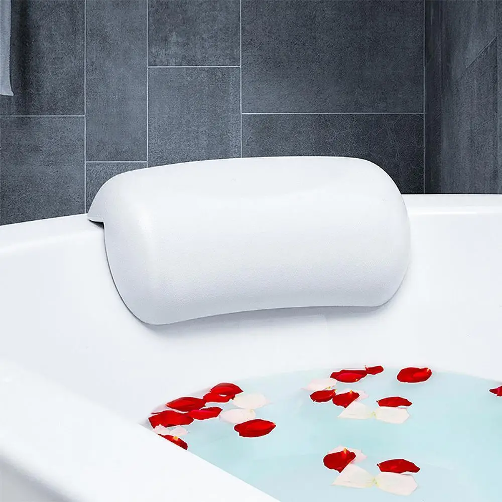 Bathtub Headrest With Suction Cups Comfortable SPA Non-Slip Bath Pillow Neck Back Headrest Pillows Soft Thickened Waterproof