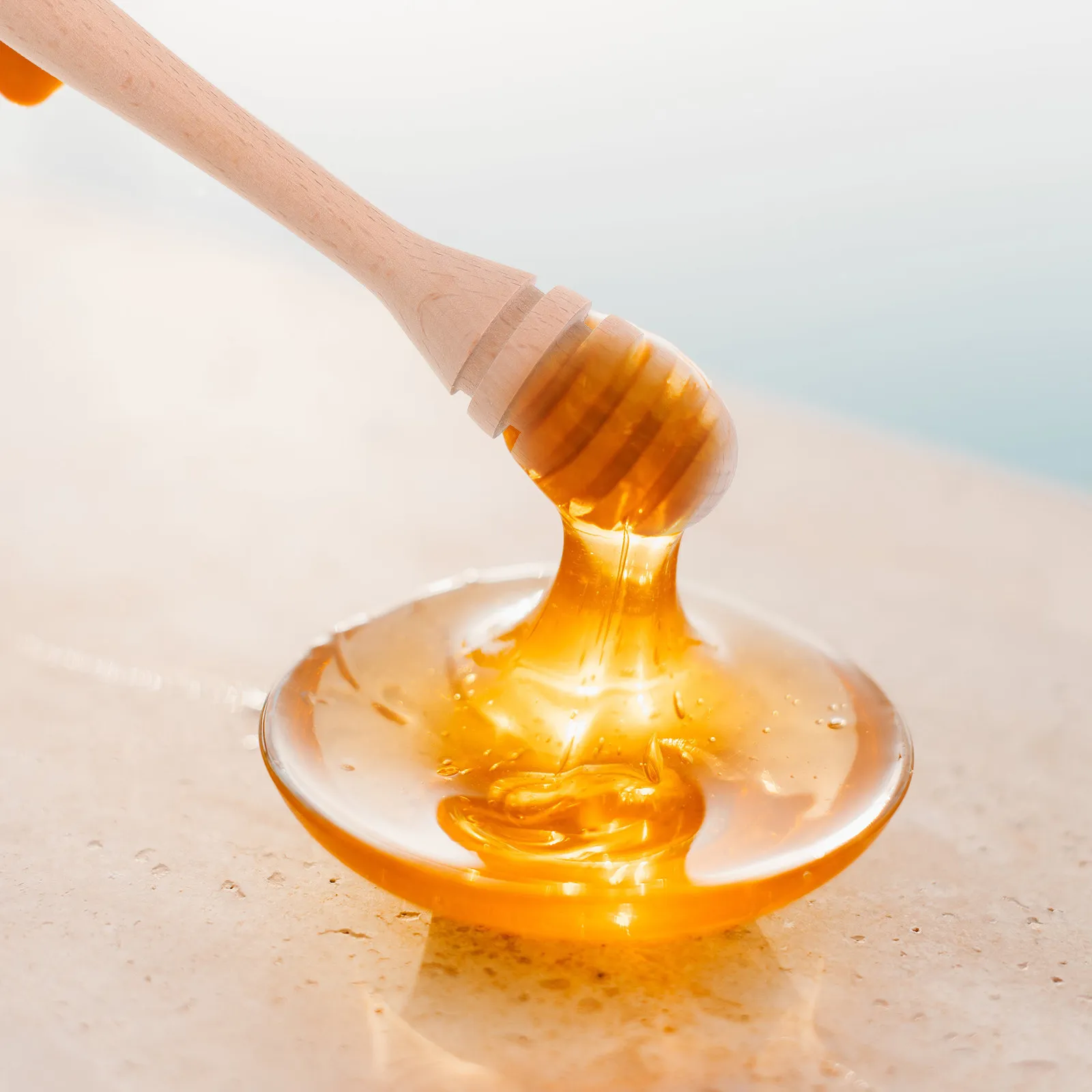 Wooden Honey Dipper Stick Natural Wood Mixing Drizzle Spoon for Honey Jars Syrup Jam Kitchen Tool