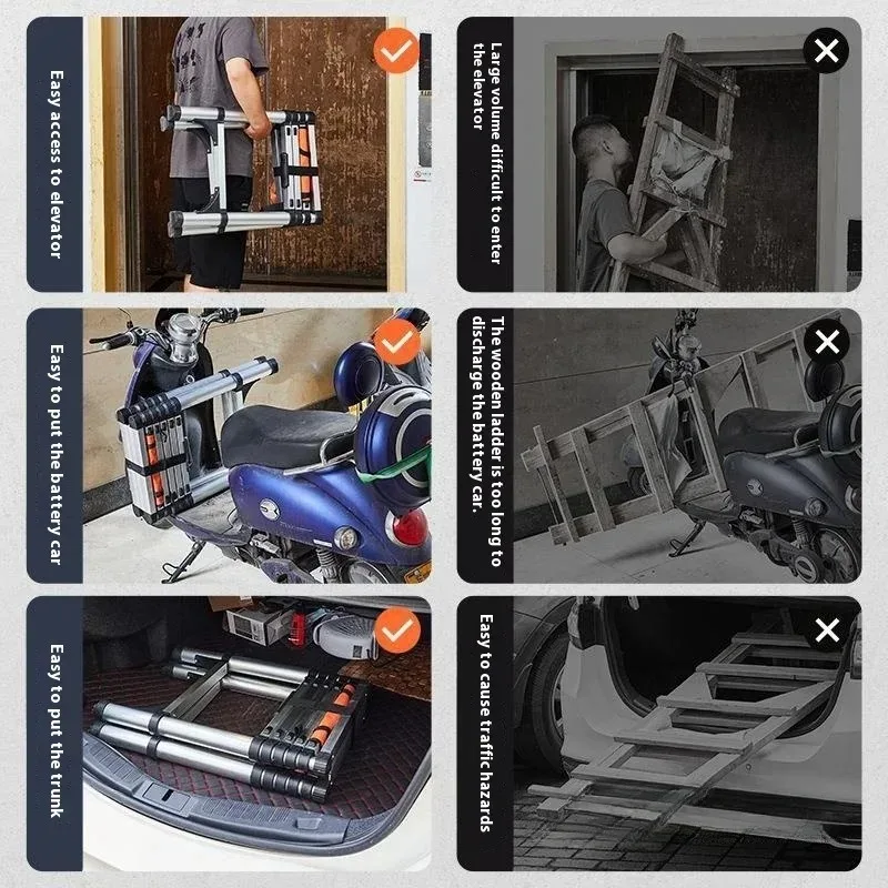 Stainless Steel Folding Ladder for Home Telescopic Ladders Scaffolding Ladder Engineering Stairs Herringbone Attic Stairs