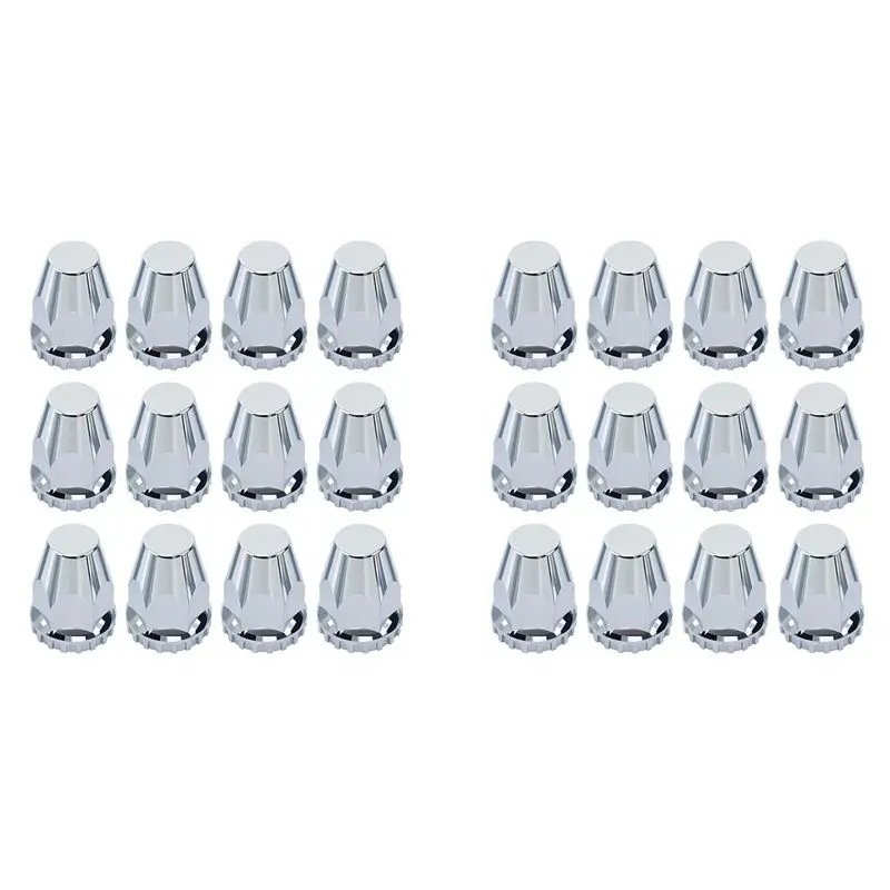 24Pcs Lug Nut Covers Kit,33Mm ABS Chrome Screw-On Hub Lug Nut Caps For Semi Truck Trailer Passenger Car