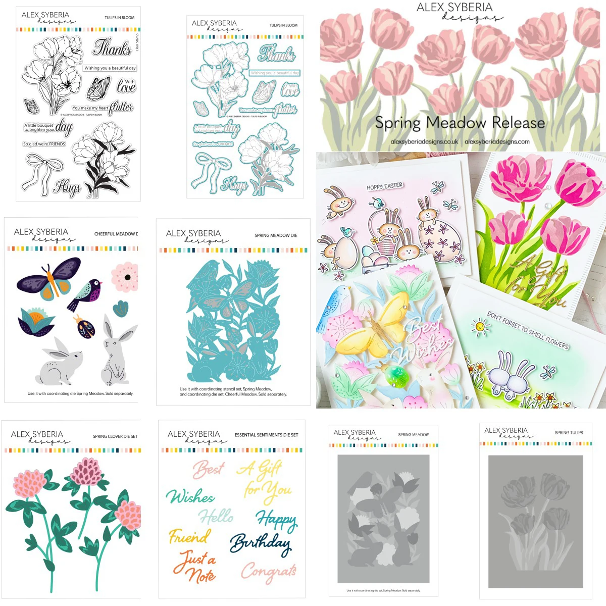 

Cheerful Meadow Spring Clover Tulips Metal Cutting Dies Clear Stamps Stencils for DIY Greeting Card Handmade 2025 New