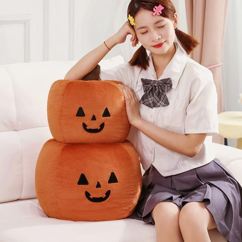 High Quality Orange Halloween Pumpkin Plush Doll Cute Pumpkin Plush Pillow Cushion Holiday Decoration Gift For Boys And Girls