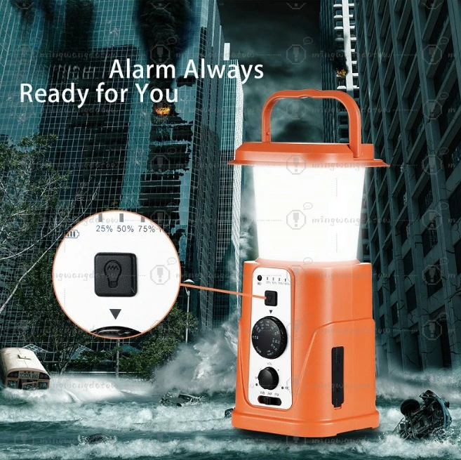 5000mAh Outdoor Camping Light, Solar Hand Crank Power Bank Radio, Portable Bluetooth FM Radio with LED Camping Lamp