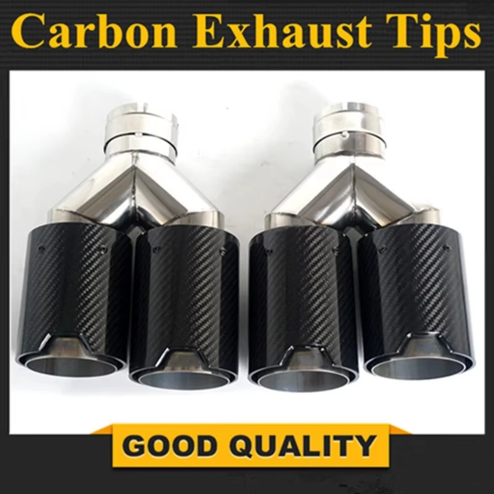 

1Piece Genuine Dual Carbon Fiber + Stainless Steel Universal FOR M Performance Carbon Fiber Exhaust Tips End Pipes Muffler Tips