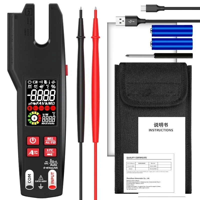 Rechargeable U-Clamp Meter AC/DC Clamp Ammeter Digital High Precision Electrical Clamp Multimeter
