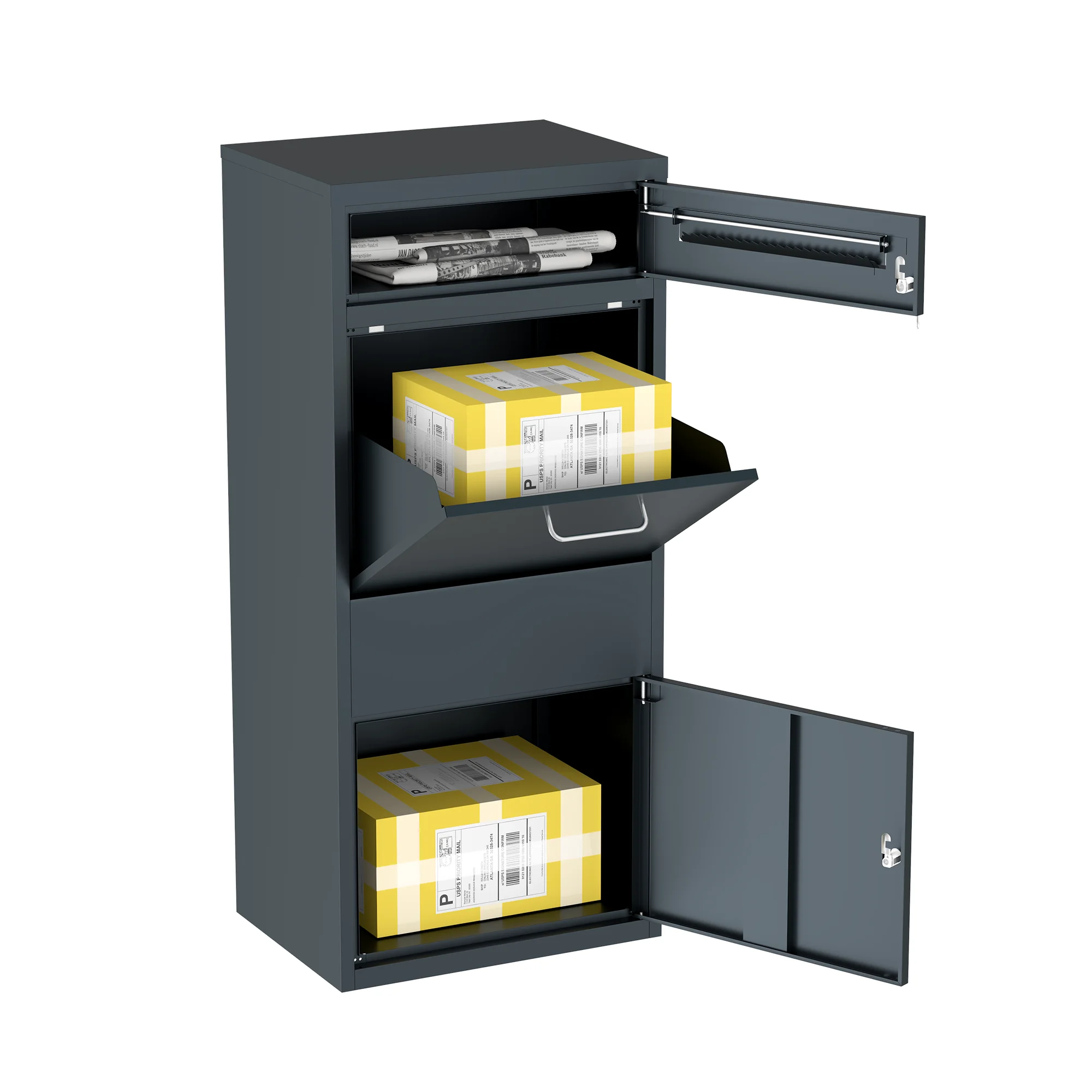 Metal mailbox Outdoor standing security Smart mailbox Waterproof parcel delivery box with lock Anti-theft properties