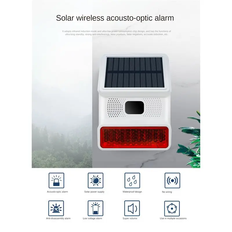 B29C-Wireless Solar Strobe Alarm Light Sound Flash Outdoor Alarm Siren For 433Mhz Wifi GSM Alarm System For Home,Farm