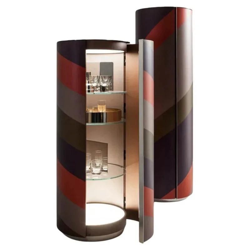Solid wood wine cabinet villa home living room creative locker living room mobile storage wine cabinet